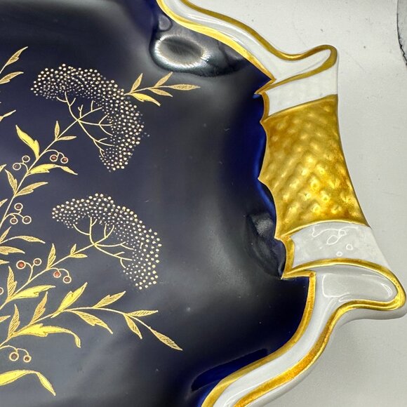 Echt Weimar Kobalt Germany porcelain blue 9 inch gold embellished serving dish - Picture 4 of 11